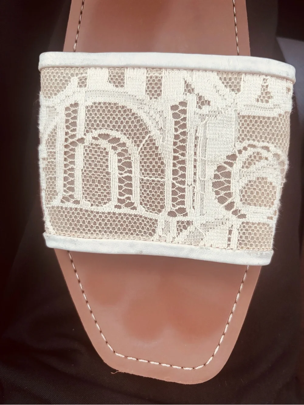 Chloé Woody Lace Logo Slide Sandals Ivory Cream Size 40 Made in Italy